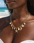 Women’s Ocean Pearl Tassel Necklace – Starfish & Shell Beach-Inspired Statement Piece