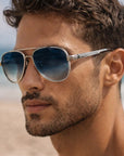Men’s Pilot-Style Oversized Sunglasses – Pure Titanium Frame Polarized UV Protection Glasses
