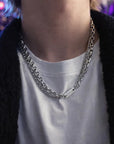 Men’s Double-Layer Titanium Steel Chain – Minimalist Hip-Hop Silver Necklace