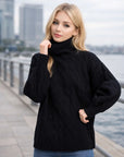 Turtleneck Cable-Knit Sweater for Women