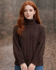 Turtleneck Cable-Knit Sweater for Women