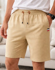 Men Cotton Stretch Shorts – Breathable Mid-Waist Straight Fit Summer Shorts with Zipper Pockets & High Elastic Comfort