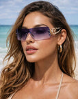 Women Frameless Square Sunglasses – Retro Punk UV Protection Gradient Resin Lens Fashion Eyewear