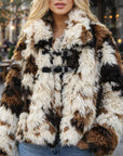 Women Floral Faux Fur Coat – Eco-Friendly Plush Lapel Winter Jacket (Short & Long Length Options)