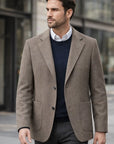 Men 70% Wool Slim Fit Business Suit Jacket – Premium Sheep Wool Blend Single-Breasted Blazer