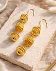 Women Golden Lantern Metal Earrings – Southern French Inspired 3D Designer Jewelry