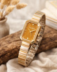 Women Retro Square Quartz Watch – Stainless Steel Strap 30M Waterproof Minimalist Vintage Wristwatch