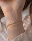 Women Double-Layer Freshwater Pearl Bracelet – 14K Gold Plated Handmade Minimalist Tassel Jewelry
