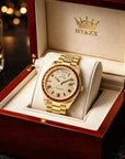 Men Luxury Business Mechanical Watch – Swiss ETA Automatic Movement Sapphire Crystal Gold Stainless Steel Wristwatch
