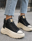 Women High-Top Platform Casual Sneakers – Thick-Soled Round Toe Breathable Fashion Shoes