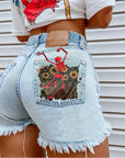 🌼 Women's Printed Denim Shorts – Street Style Summer Essential (100% Cotton) – Trendy & Comfortable