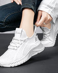 Fashion Casual Sports Shoes Women Lace Up Flat Shoes Lightweight Breathable Running Mesh Sneakers