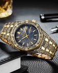 Spiral Crown Round Mechanical Men's Black Casual Watch