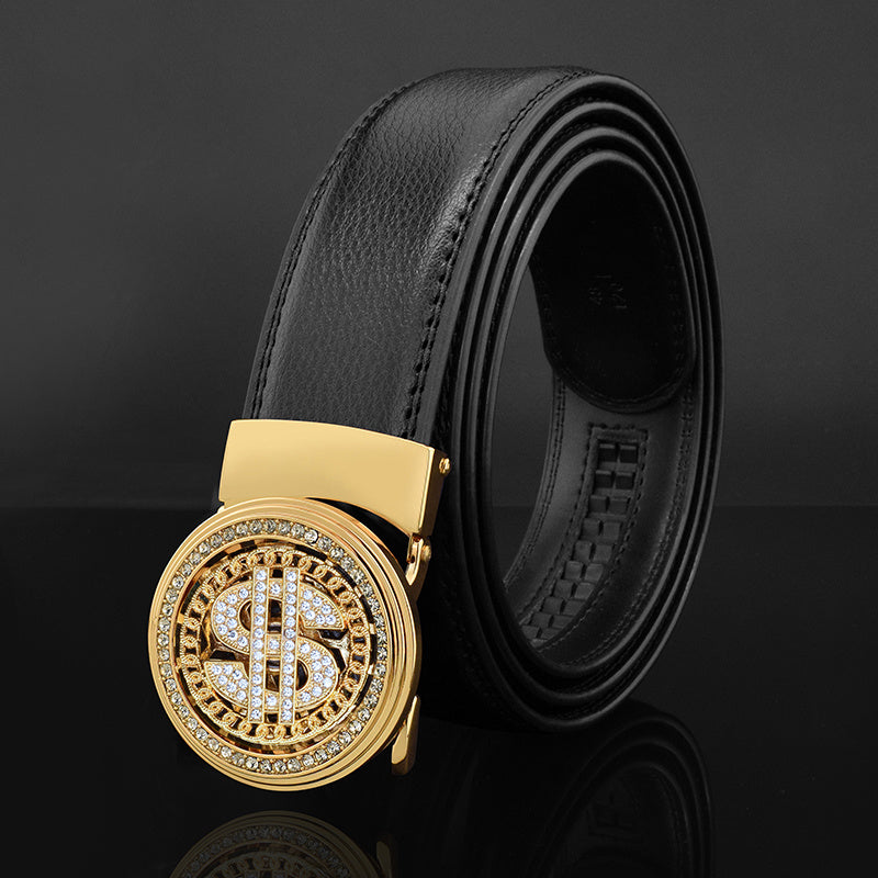 Belt Men&#39;s Leather Automatic Buckle