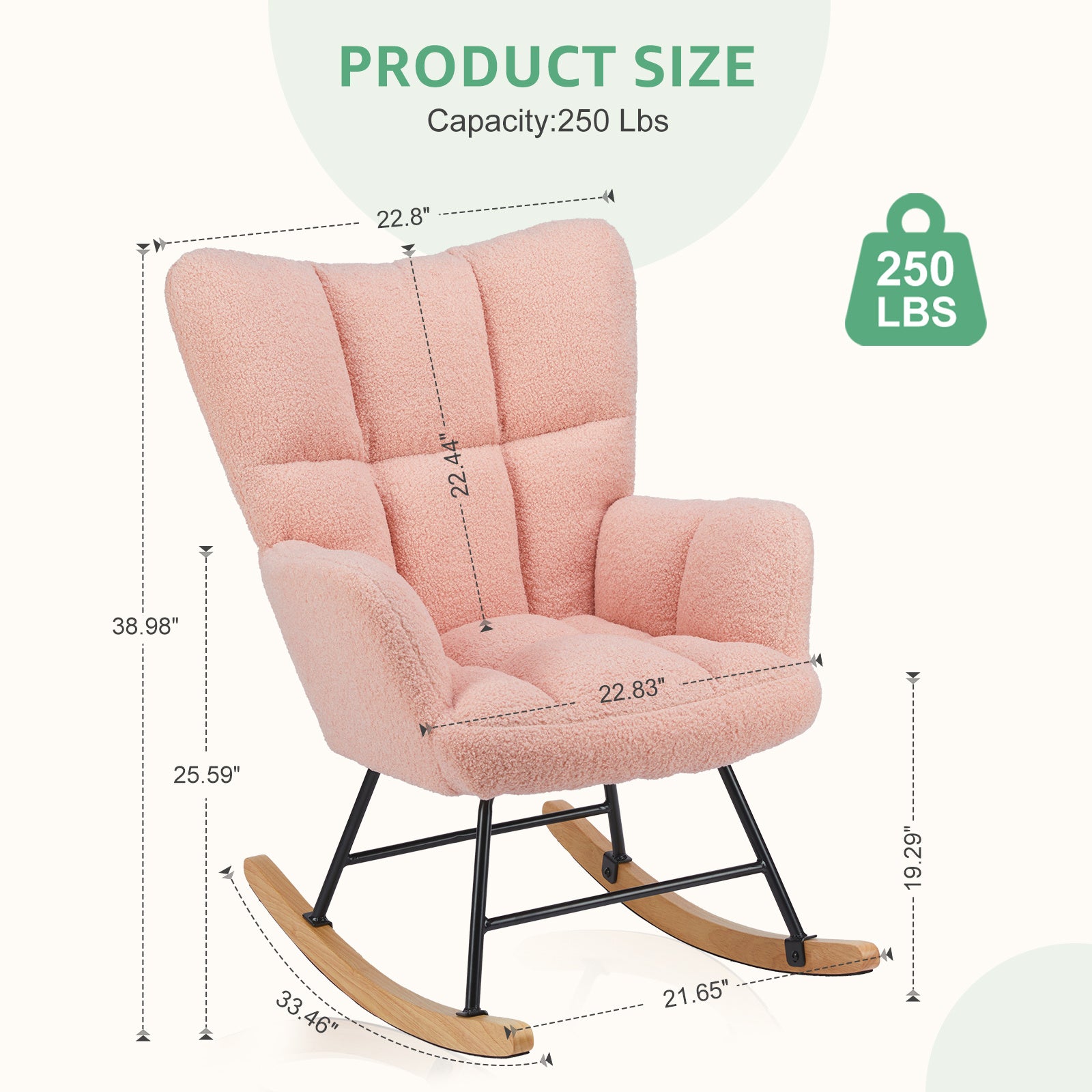 Teddy Fabric Gliding Rocking Chair ( USA ONLY + 3 TO 5 DAYS SHIPPING)