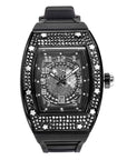 Full Diamond Tonneau Silicone Band Quartz Men's Watch