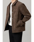 Men’s Light Mature Short Jacket – Casual Loose-Fit Polyester Coat