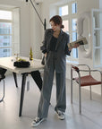 Women's Loose Korean Style Gray Suit