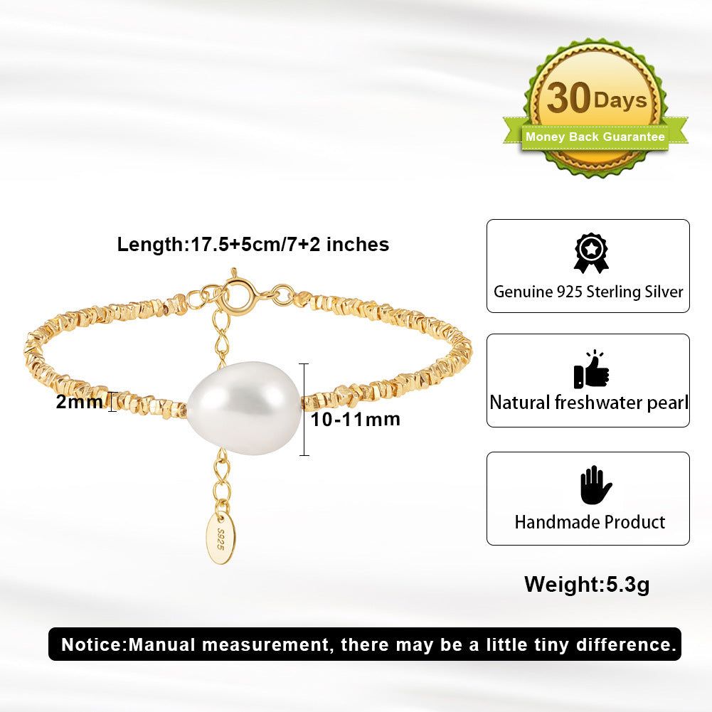 Handmade Women&#39;s Fashion Silver Baroque  Natural Pearl Bracelet