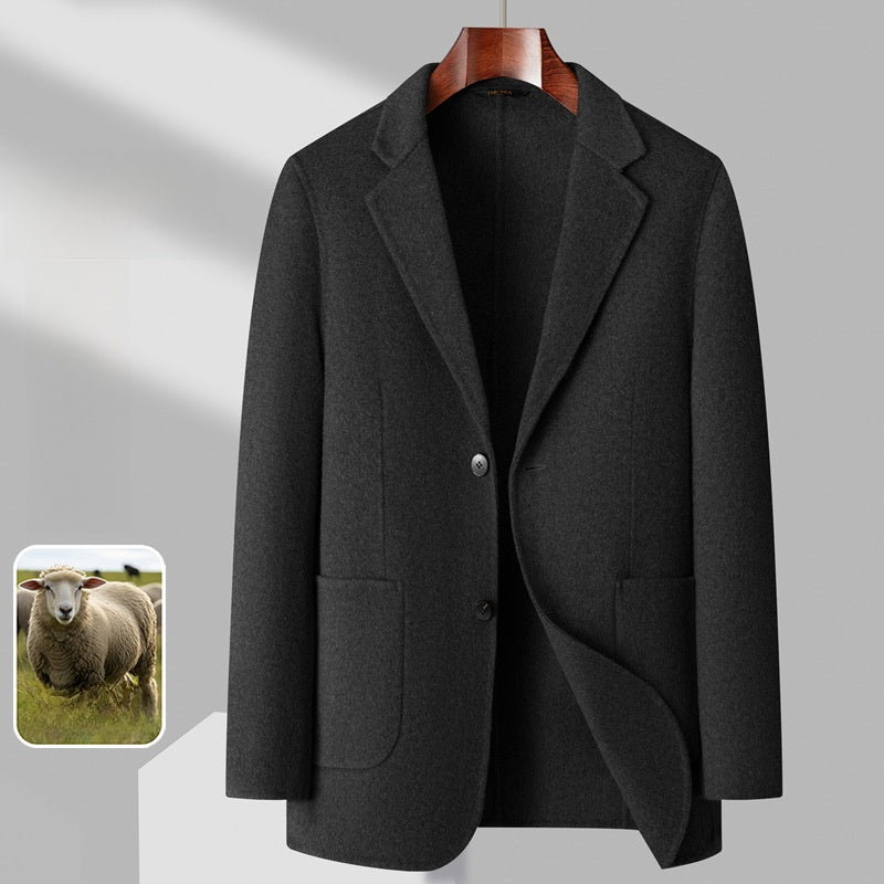 Men 70% Wool Slim Fit Business Suit Jacket – Premium Sheep Wool Blend Single-Breasted Blazer