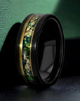 8mm Electric Black Rose Gold Tungsten Ring MEN