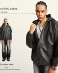 Retro Large Profile Leather Coat Men