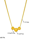 18K Gold Titanium Steel Metal Ball Necklace Vintage