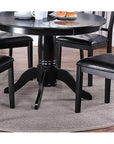 5pc Set Round Table 4x Side Chairs Cushion Fabric Upholstery Seat Rubberwood Black Color Furniture ( USA ONLY + 3 TO 5 DAYS SHIPPING)