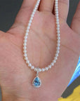 Woman's Natural Pearl & 2ct Moissanite Necklace