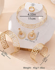 Geometric Loop Collar Earrings Ring Bracelet Women's Jewelry Fashion Suit
