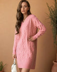 WOMEN Mid-length Sweater V-neck Knitted Twist Dress