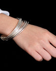 Sterling Silver Multi-ring Glossy Markerite Bracelet women