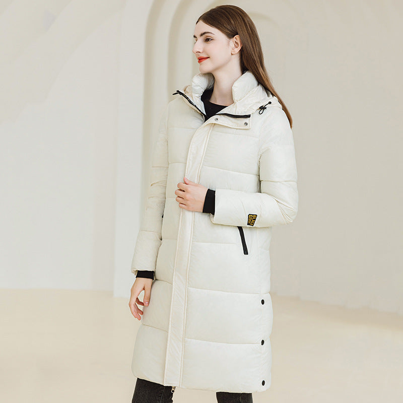 Women’s Winter Warm Hooded Long Coat – Down Cotton Padded Jacket with Pockets