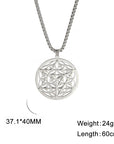 Fashion Real Gold Plating Cut Hollow Ring Merkaba Pendant 304 Material Stainless Steel Necklace