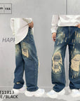 Loose Wide Leg Blue Washed Jeans MEN