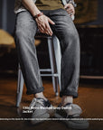 Men’s Washed Gray Tapered Pants – High Waist Cotton Radish Fit pants