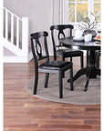 5pc Set Round Table 4x Side Chairs Cushion Fabric Upholstery Seat Rubberwood Black Color Furniture ( USA ONLY + 3 TO 5 DAYS SHIPPING)