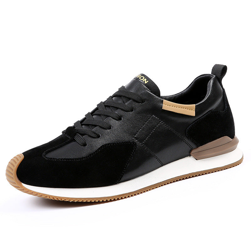 Men’s Genuine Leather Sports Shoes – Breathable Casual Low-Top Sneakers
