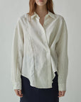 Linen Shirt French Hollow Embroidered Loose Long Sleeve Blouse WOMEN