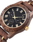 Retro Walnut Gold Multi-functional Men's Quartz Watch