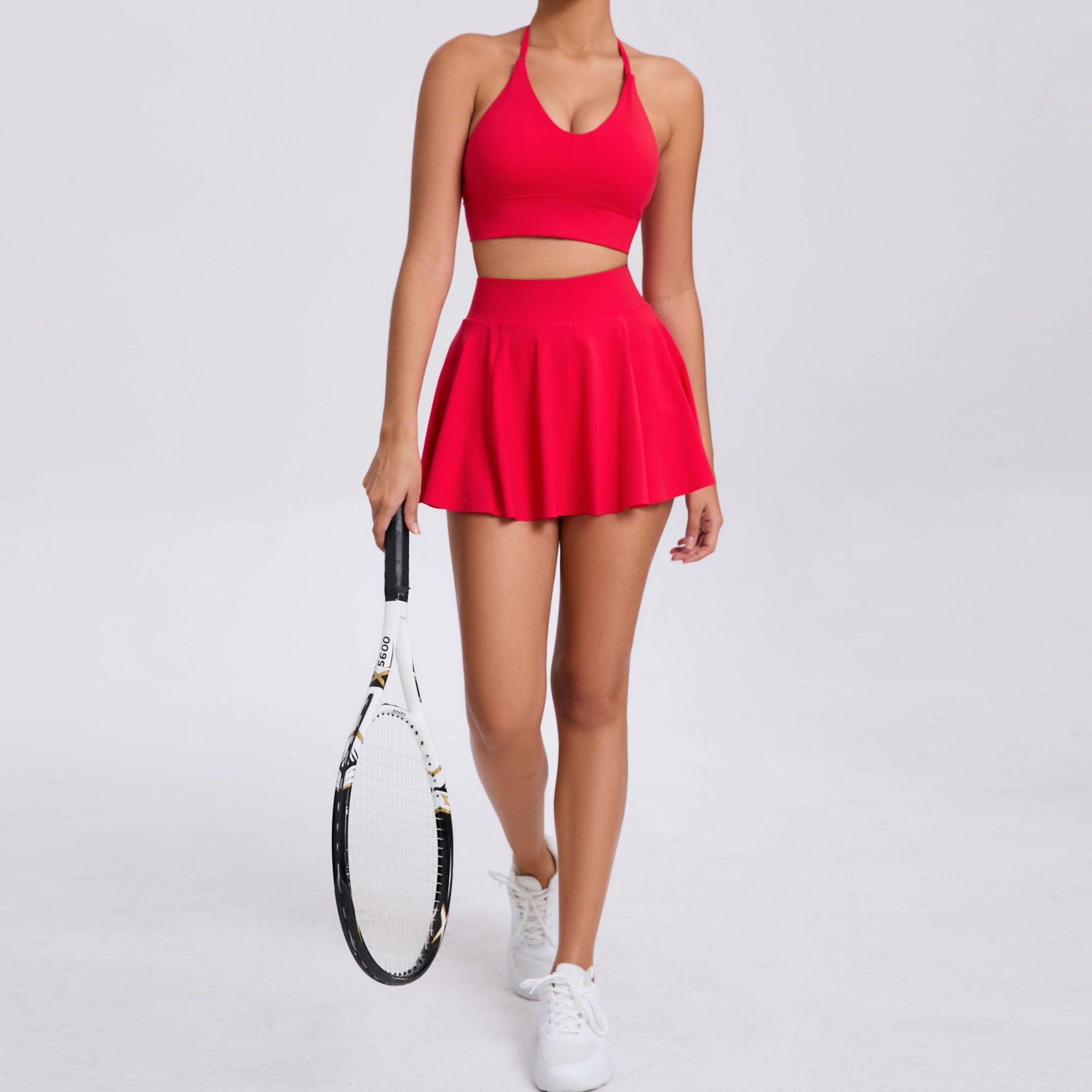 Women’s Casual Bra Skirt Running Outfit – Breathable Tennis &amp; Fitness Two-Piece Set