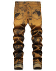 Stretch Tie Bleached Gold Denim Trousers   ( 3 TO 7 DAYS SHIPPING)