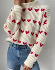 Loose Heart Jacquard Pullover