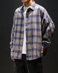 Plaid  long sleeve shirt men