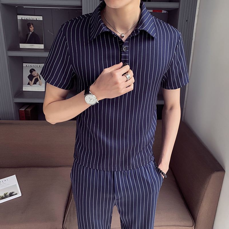 Men&#39;s short sleeve shorts suit two piece set