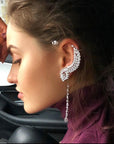 Stud Earrings Full Of Diamond Feather Asymmetrical Earrings women