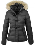 Women’s Horn Buckle Cotton Coat – Short Casual Warm Winter Jacket