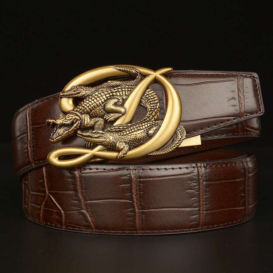 BeltCrocodile Buckle Men Belt Real Cowhide Automatic Buckle Casual