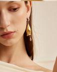 Women Gold & Silver Contrast Bell Earrings – Geometric Electroplated Copper Fashion Jewelry