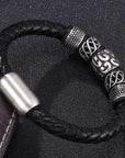 Genuine Leather Woven Stainless Steel Bracelet